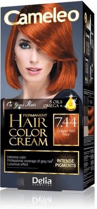 Cameleo Omega Permanent Hair Color Cream Trwale Koloryzująca Farba Do Włosów 7.44 Copper Red