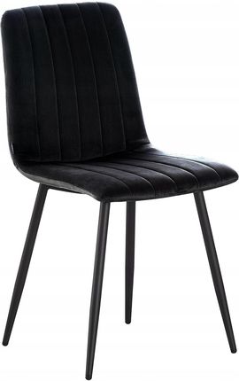 Krzesło Tapicerowane Nowoczesne Welurowe Czarne Vincent Do Salonu Jadalni