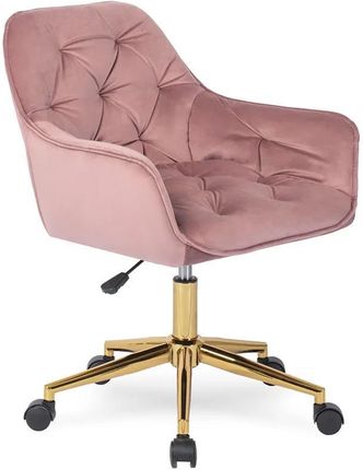 Elior Różowy Pikowany Fotel Obrotowy W Stylu Glamour   Xami 4X