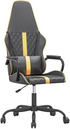 vidaXL Masujący fotel gamingowy, złoto-czarny, sztuczna skóra 345559
