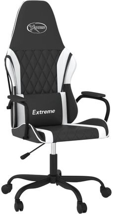 vidaXL Masujący fotel gamingowy, czarno-biały, sztuczna skóra 345538