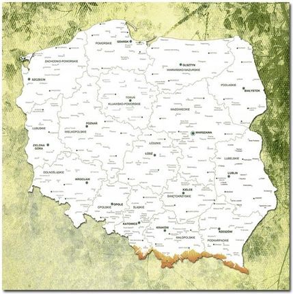 Aleobrazy Tablica Korkowa Mapa Polski Obraz 60X60Cm Polska