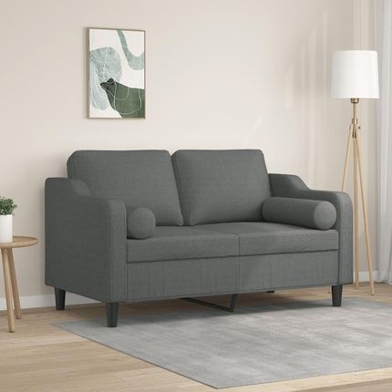 Vidaxl 2 Seater Sofa With Throw Pillows Dark Gray 47.2" Fabric