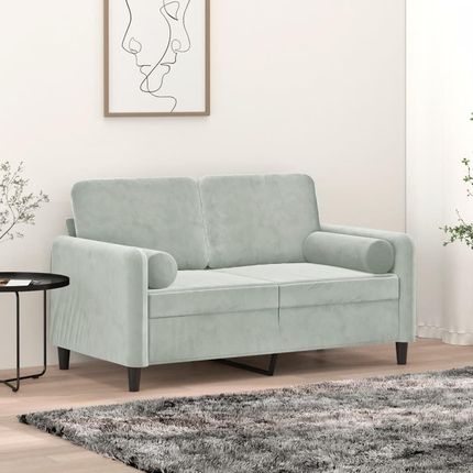 Vidaxl 2 Seater Sofa With Throw Pillows Light Gray 47.2" Velvet