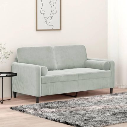 Vidaxl 2 Seater Sofa With Throw Pillows Light Gray 55.1" Velvet