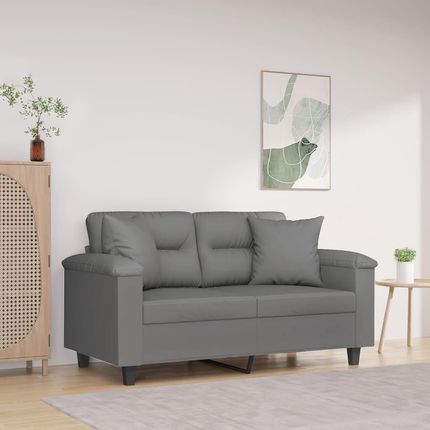 Vidaxl 2 Seater Sofa With Pillows Dark Gray 47.2" Microfiber Fabric