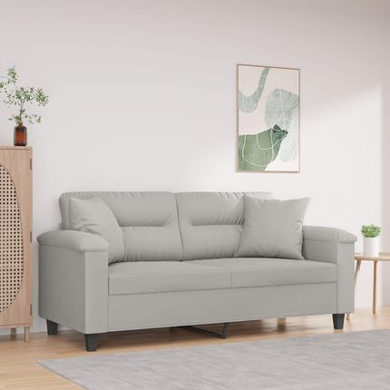 Vidaxl 2 Seater Sofa With Pillows Light Gray 55.1" Microfiber Fabric