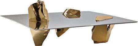 Driade Stolik Kawowy Sereno Złoty Z Blatem Z Metalizowanego Aluminium