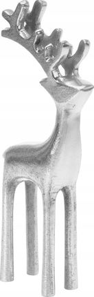 Koopman Renifer Srebrny Metalowy Poroże Figurka Dekoracja 22 Cm Minimalistyczny