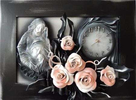 Art Deco Obraz Święta Rodzina Z Bukietem Róż + Zegar Prezent Ślub Jubileusz Podziekowanie   K5Srz 3