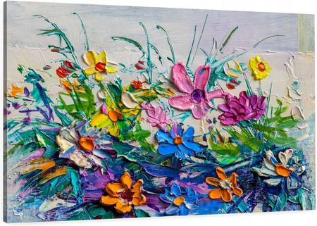 Eobraz Obraz Na Płótnie Kwiaty Impast Jak Malowany 90X60