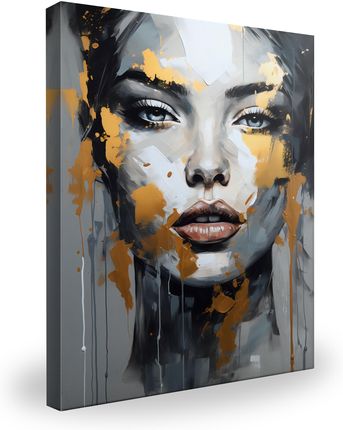 Muralo Obraz Do Salonu Złoty Portret Twarz Usta Styl Glamour 70X100