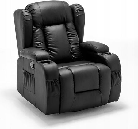 Wideshop Fotel Wypoczynkowy Masaż Grzanie Czarny