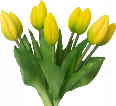 Top Gifts Tulipany Tulipan Bukiet 9Szt Gumowane Żółte Siliko