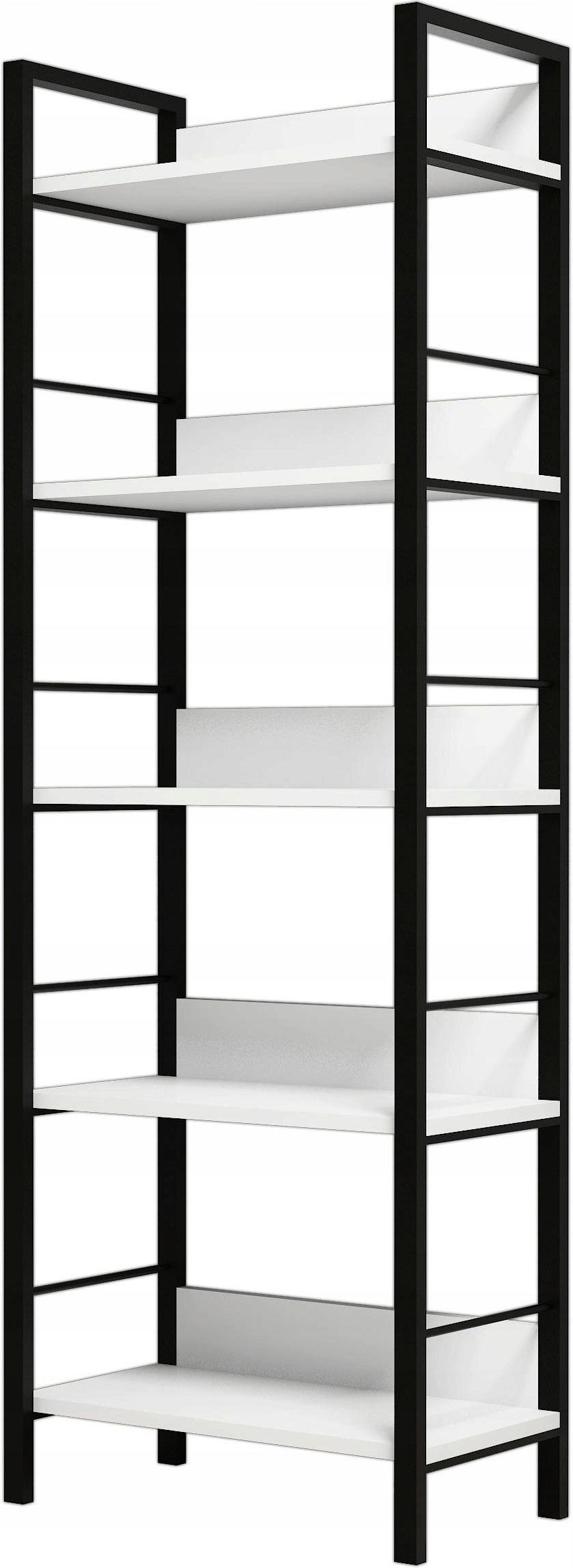 Regał Loft Industrialny Biały Na Książki 5 Półek 175Cm Nowoczesny Styl ...