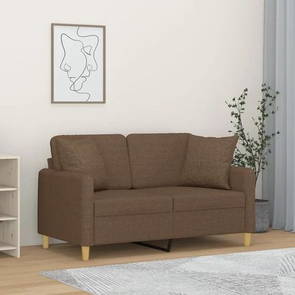 Vidaxl 2 Osobowa Sofa Z Poduszkami Brązowa 120 Cm Tkanina