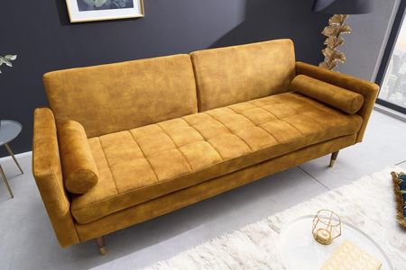 Invicta Interior Sofa Rozkładana Couture 195Cm Musztardowy Mikrowelur 42490