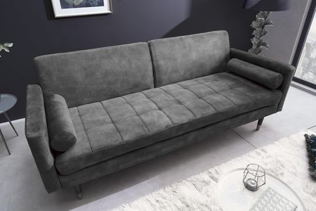 Invicta Interior Sofa Rozkładana Couture 195Cm Szary Mikrowelur 42395
