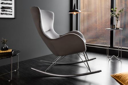Invicta Interior Fotel Bujany Scandinavia Swing Szary Chrom Aksamit 43141 - zdjęcie 2