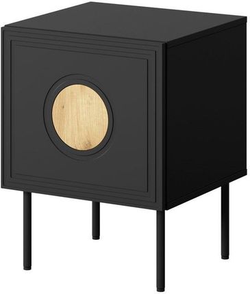 High Glossy Furniture Szafka Nocna Visione 44 Cm, Czarny Mat Dąb Craft Komplet 2 Sztuki