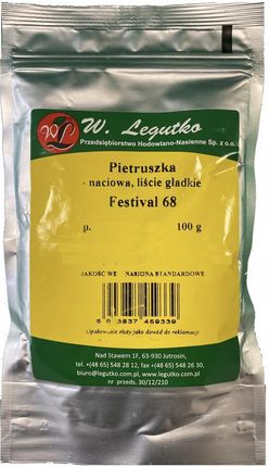 Pietruszka Naciowa Festival 68 100g Legutko Gładkie Liście Aromatyczna
