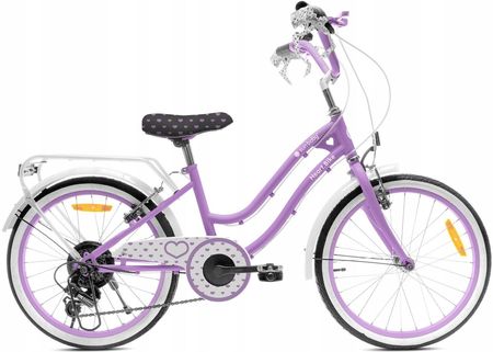 Sun Baby Rower Dla Dziewczynki 20 Cali Shimano 6 Biegów Heart Bike Fioletowy