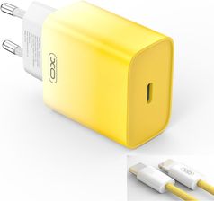 Xo Ładowarka Sieciowa Ce18 Pd 30W 1X Usb C Żółto Biała Kabel Lightning