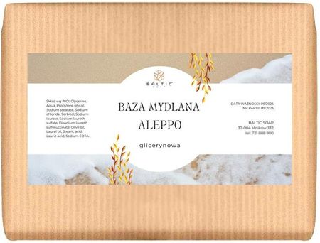Baltic Soap Baza Mydlana Glicerynowa Z Olejem Laurowy Aleppo Naturalna 1kg 1609269212