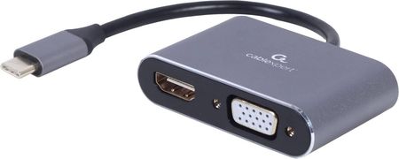 Gembird A-USB3C-HDMIVGA-01 Adapter USB typu C na HDMI + VGA szary