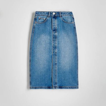 Reserved - Jeansowa spódnica midi - Niebieski