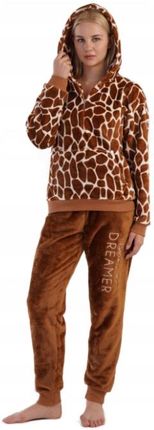 Piżama damska softowa pluszowa z kapturem 0417 Żyrafa M