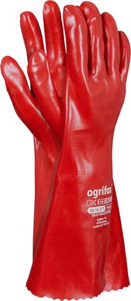 Ogrifox Rękawice Ochronne Wykonane Z Pcv Ox-Pvc40 Kolor Czerwony