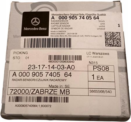 Mercedes Amg Gt C190 Gle C292 Radar Sensor Martwego Pola Tyl
