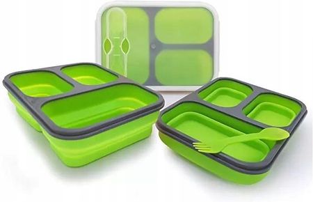 Pojemnik Silikonowy Plastikowy Na Żywność Duży 3W1 Pudełko Lunch Box