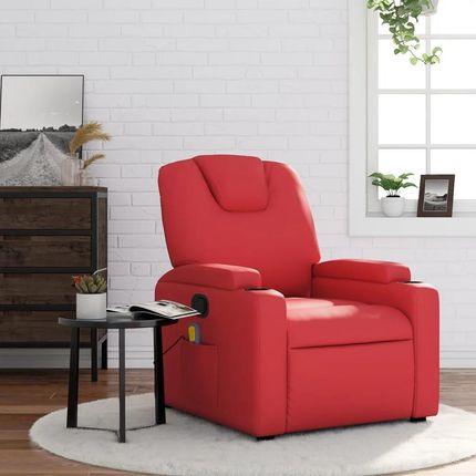 Vidaxl Rozkładany Fotel Masujący Czerwony Sztuczna Skóra 372401
