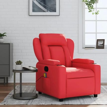 Vidaxl Rozkładany Fotel Masujący Czerwony Sztuczna Skóra 372439