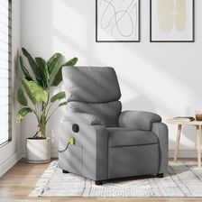 Vidaxl Rozkładany Fotel Masujący Jasnoszary Obity Tkaniną 373422