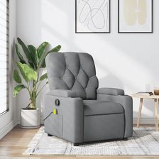 Vidaxl Rozkładany Fotel Masujący Jasnoszary Obity Tkaniną 372491