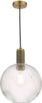 Dar Lighting Lampa Wisząca Nikolas Pendant Natural Solid Brass Ribbed Round Glass