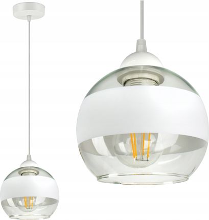 Lampa Wisząca Sufitowa Żyrandol Biała Szklana Kula White Belt Ez1 Led E27