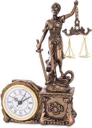 Złota ozdoba dekoracja figurka Temida z zegarem 172842