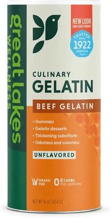 GREAT LAKES WELLNESS Culinary Gelatin - Beef Gelatin - Żelatyna wołowa (454 g)