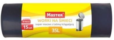Master Worki na odpady LDPE 35l czarne z taśmą 15 szt
