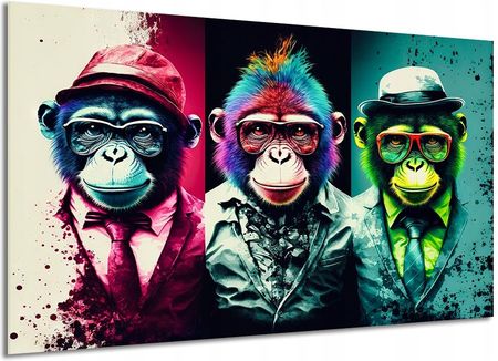 Aleobrazy Obraz Mądre Małpy 7 Szympansy 120x80cm Kolorowy