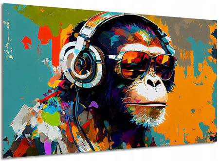 Aleobrazy Obraz Małpa 5 Szympans Okularach 120x80cm Kolorowy