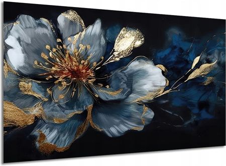 Aleobrazy Obraz Kwiat 40 Granatowy Złoty Gold 120x60cm
