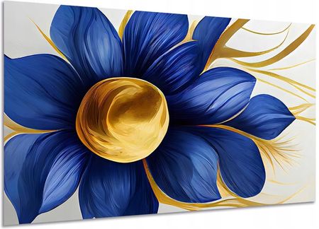 Aleobrazy Obraz Do Salonu Kwiat 23 Złoty Granatowy 120x80