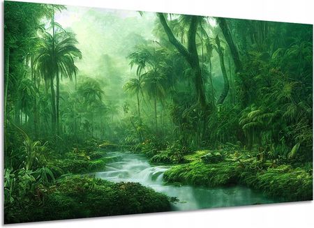 Aleobrazy Obraz Dżungla Las Tropikalny Rzeka 120x80 Zieleń