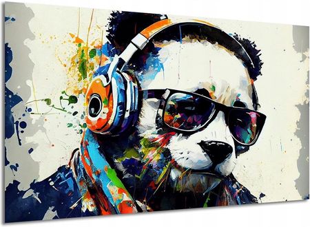 Aleobrazy Obraz Miś 4 Panda W Okularach I Słuchawkach 120x80
