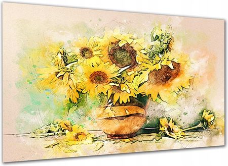 Aleobrazy Obraz Kuchni Słoneczniki 3 Kwiaty W Wazonie 120x80